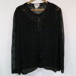 J Kara Sheer Beaded Blouse Set Size L